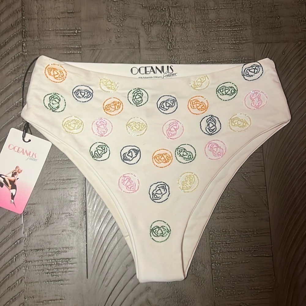 Oceanus Swimwear Beaded Bikini Bottoms - Small